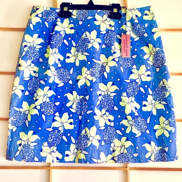 Vineyard Vines Dresses & Skirts - Vineyard Vines Blue and Light Sea GreenSeaTurtle Floral Skirt NWT 6